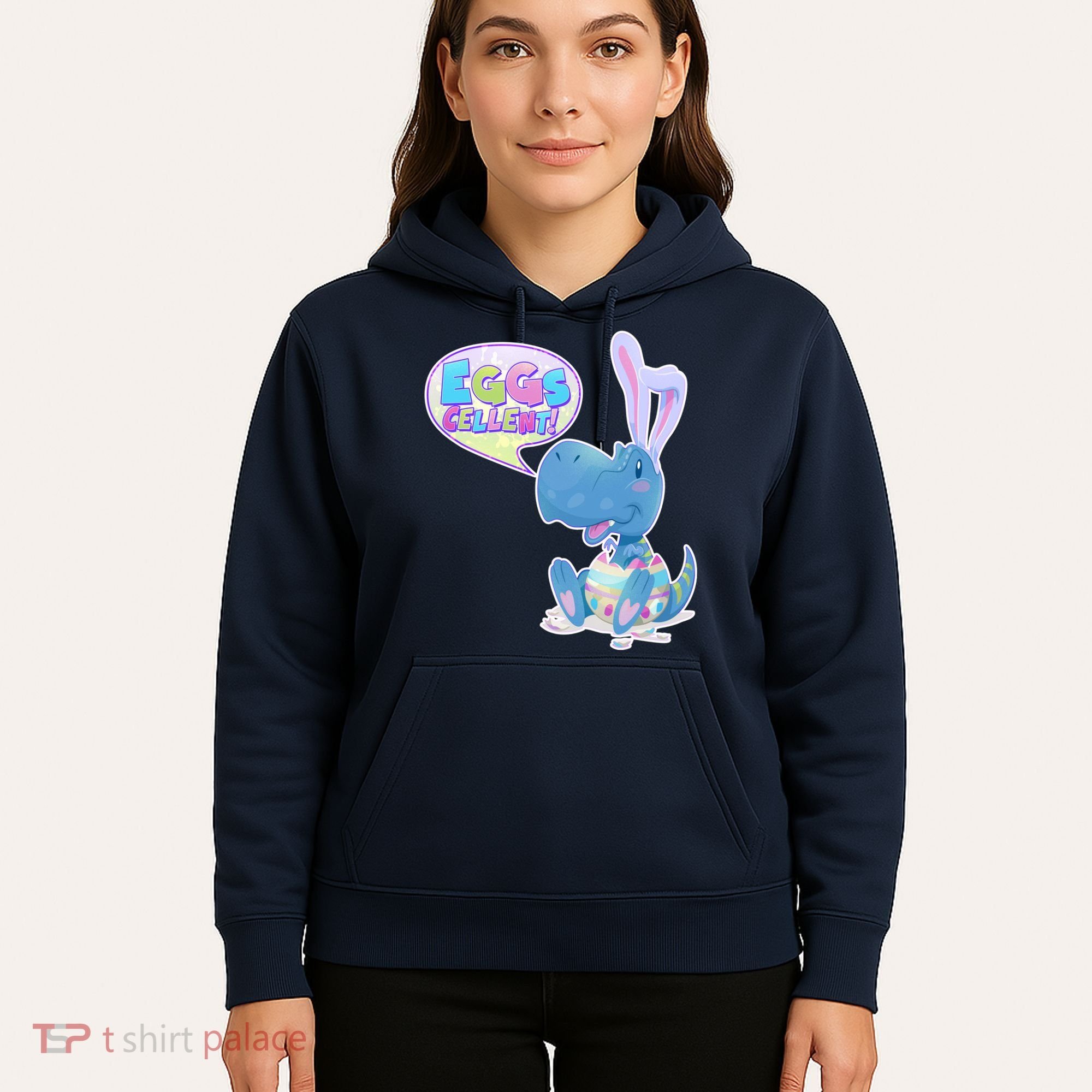 EGGS-Cellent! Cute Easter T-Rex Hoodie