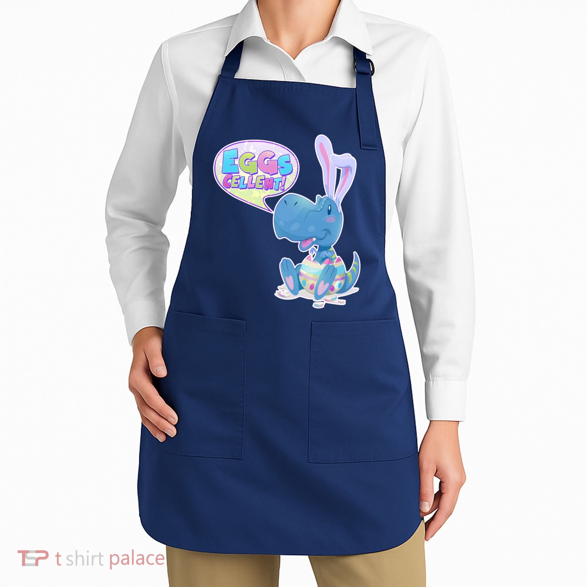 EGGS-Cellent! Cute Easter T-Rex Apron