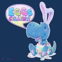 EGGS-Cellent! Cute Easter T-Rex Button thumb 1
