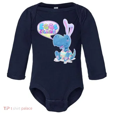 EGGS-Cellent! Cute Easter T-Rex Baby Long Sleeve Bodysuit