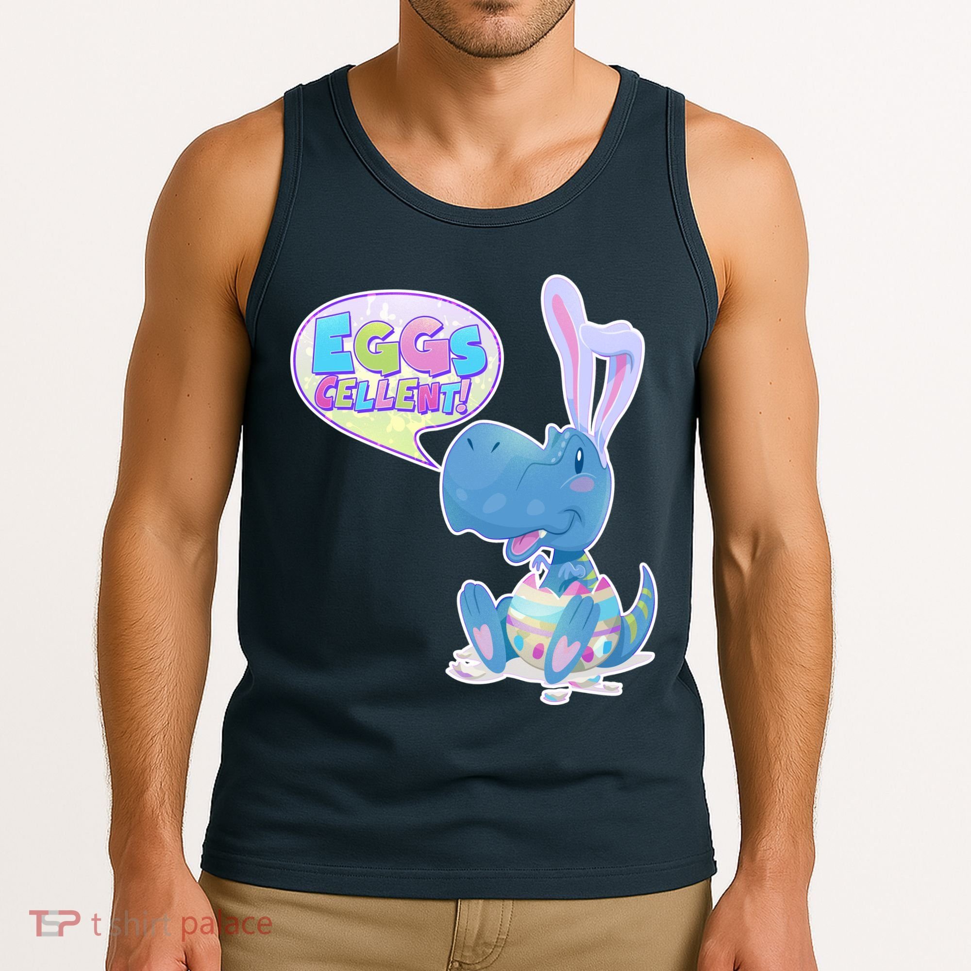EGGS-Cellent! Cute Easter T-Rex Tank Top