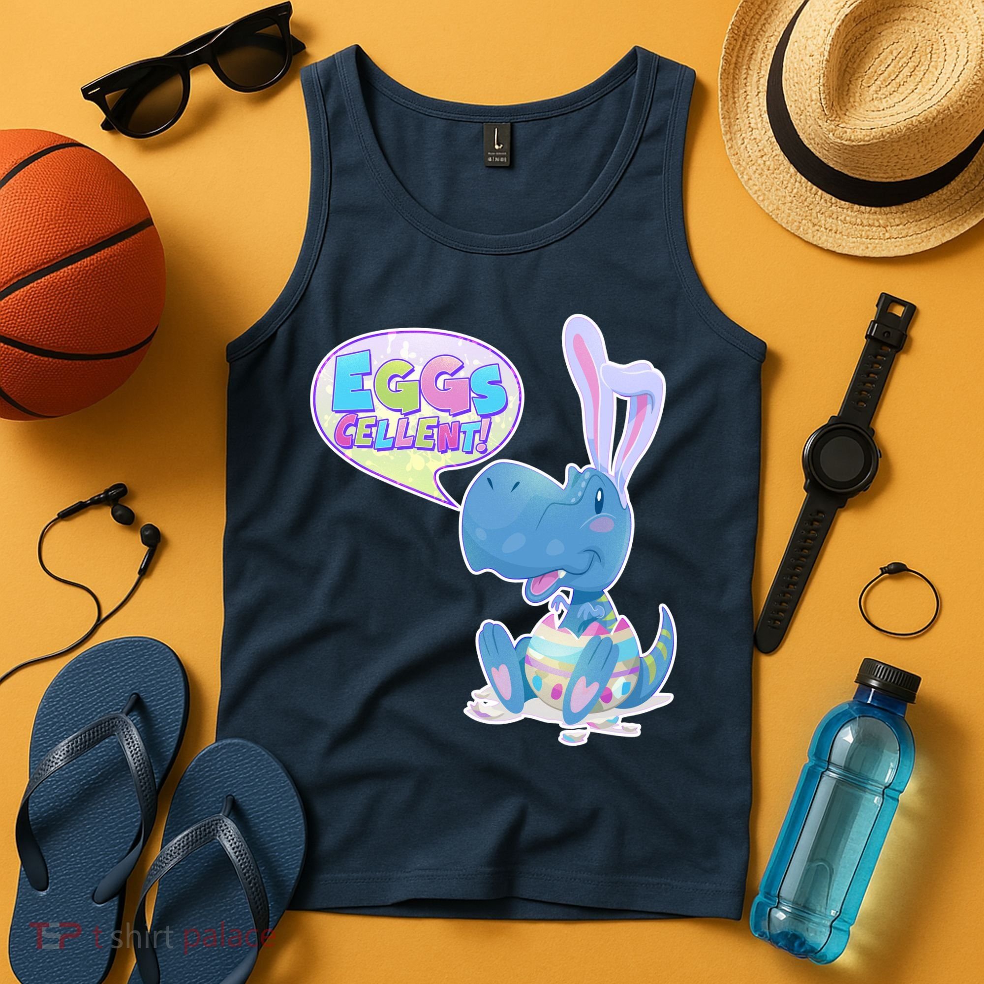 EGGS-Cellent! Cute Easter T-Rex Tank Top