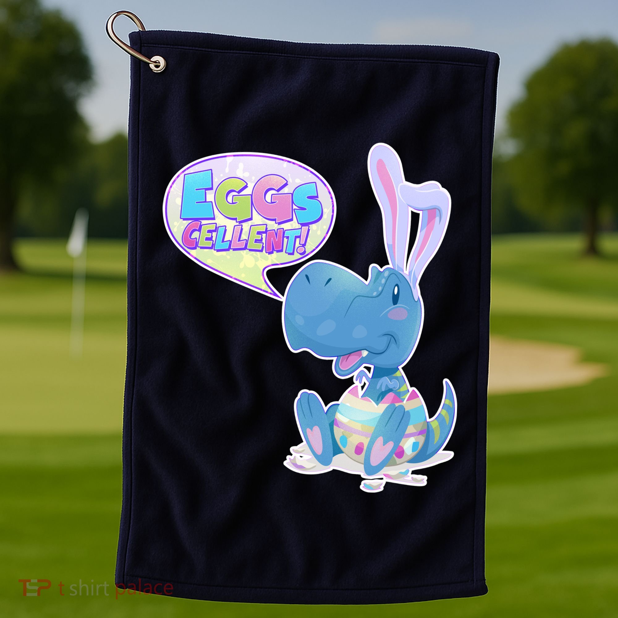 EGGS-Cellent! Cute Easter T-Rex Golf Towel