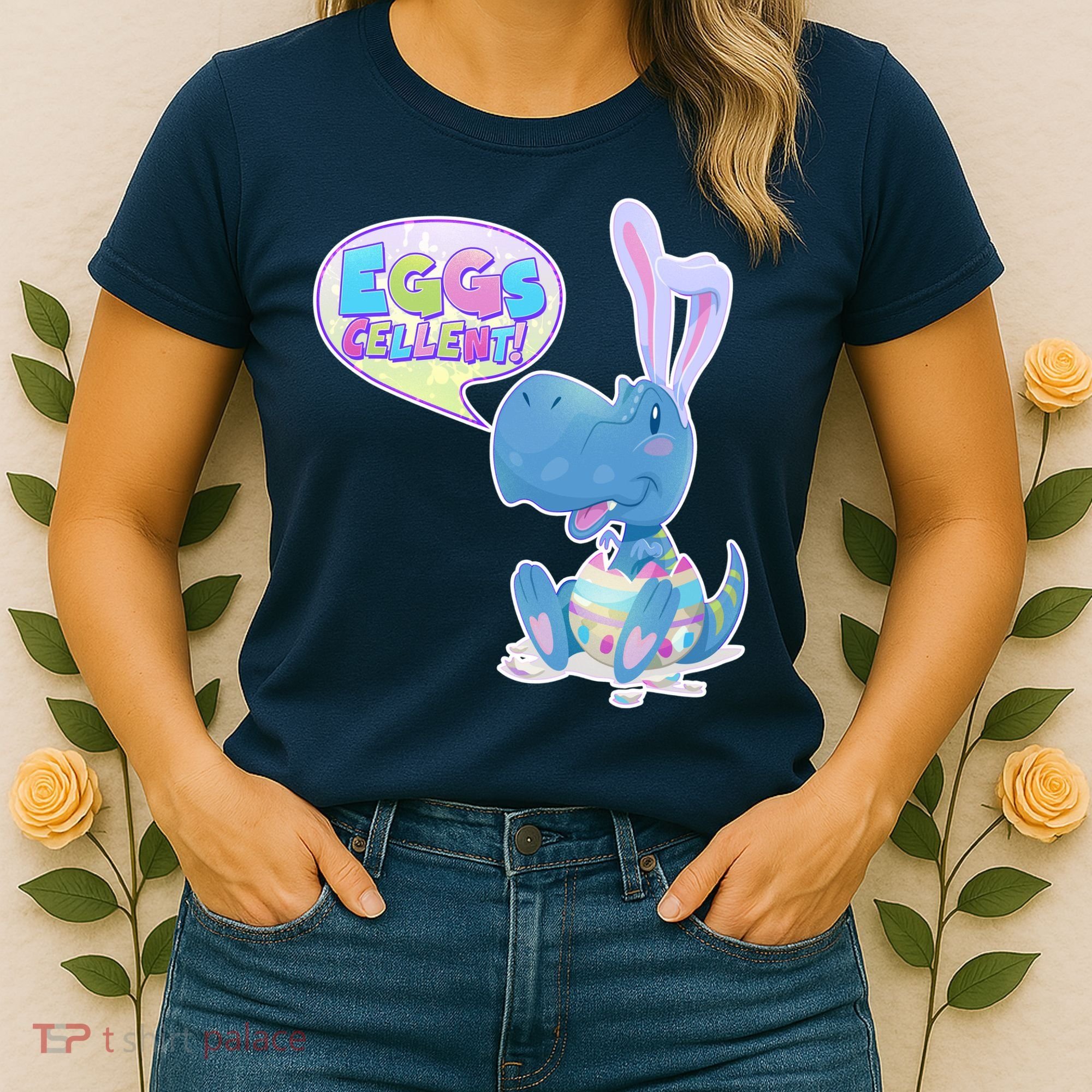 EGGS-Cellent! Cute Easter T-Rex Women's T-Shirt