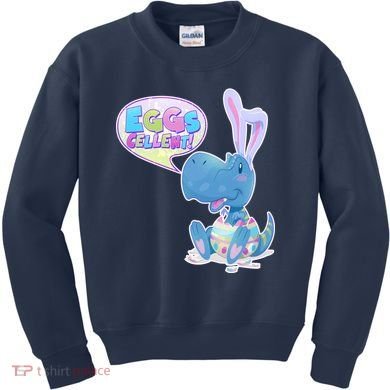 EGGS-Cellent! Cute Easter T-Rex Kids Sweatshirt