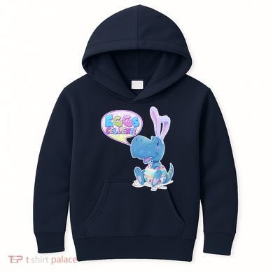 EGGS-Cellent! Cute Easter T-Rex Kids Hoodie