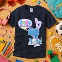 EGGS-Cellent! Cute Easter T-Rex Kids T-Shirt thumb 3