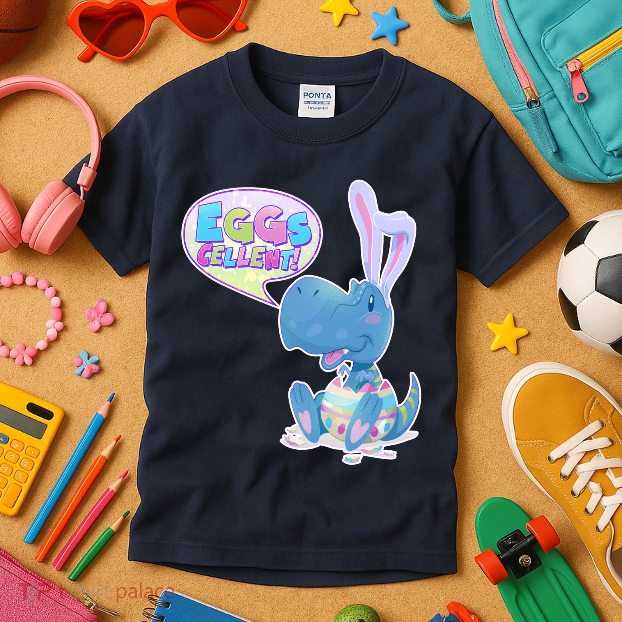 EGGS-Cellent! Cute Easter T-Rex Kids T-Shirt