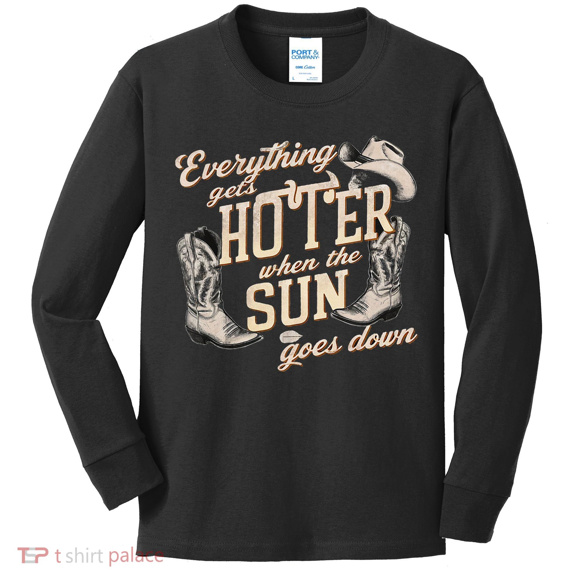 Everything Gets Hotter When The Sun Goes Down Country Music Kids Long Sleeve Shirt