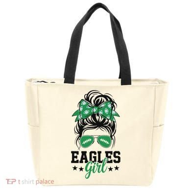 Eagles Girl Messy Bun Tote Bag