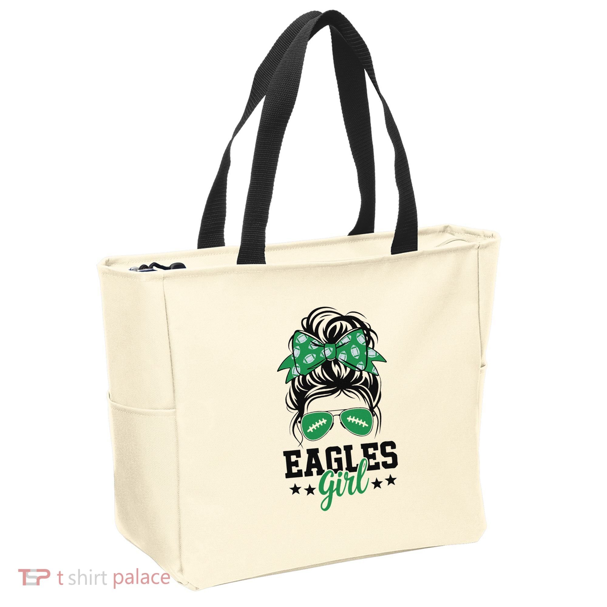 Eagles Girl Messy Bun Tote Bag
