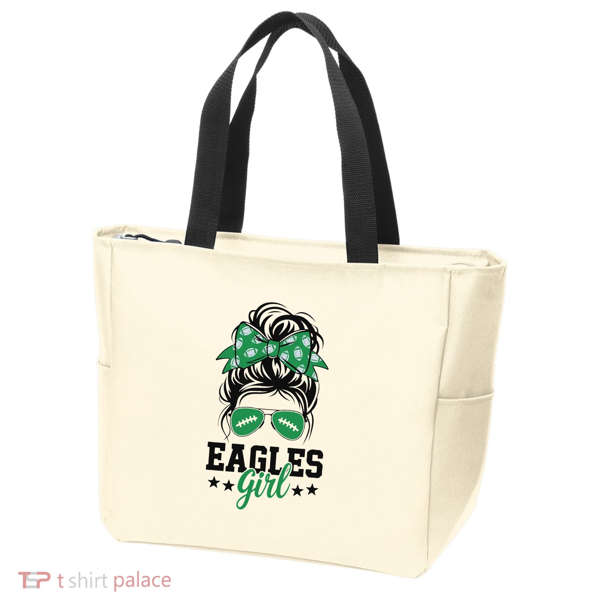 Eagles Girl Messy Bun Tote Bag