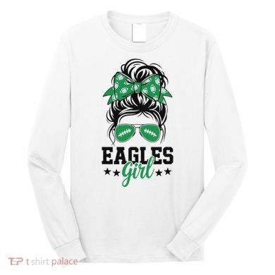 Eagles Girl Messy Bun Long Sleeve Shirt