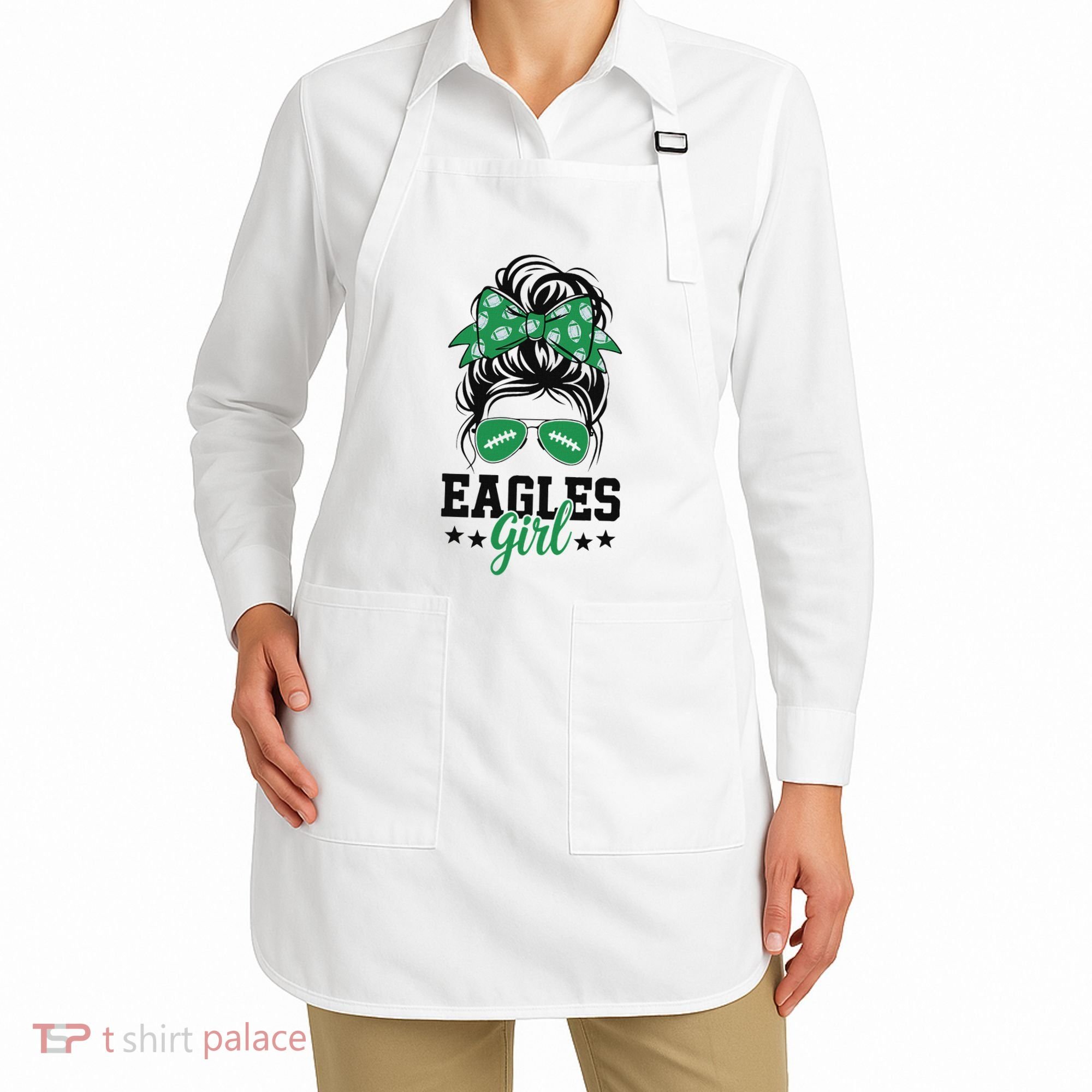 Eagles Girl Messy Bun Apron