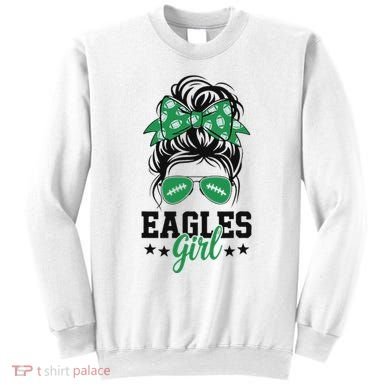 Eagles Girl Messy Bun Sweatshirt