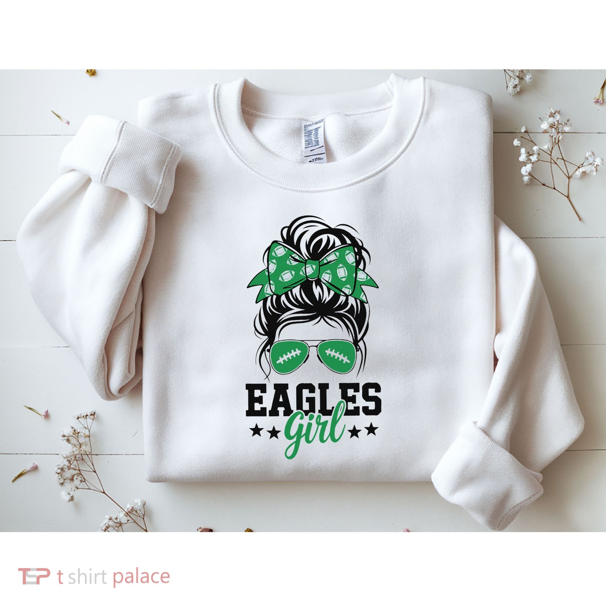 Eagles Girl Messy Bun Sweatshirt