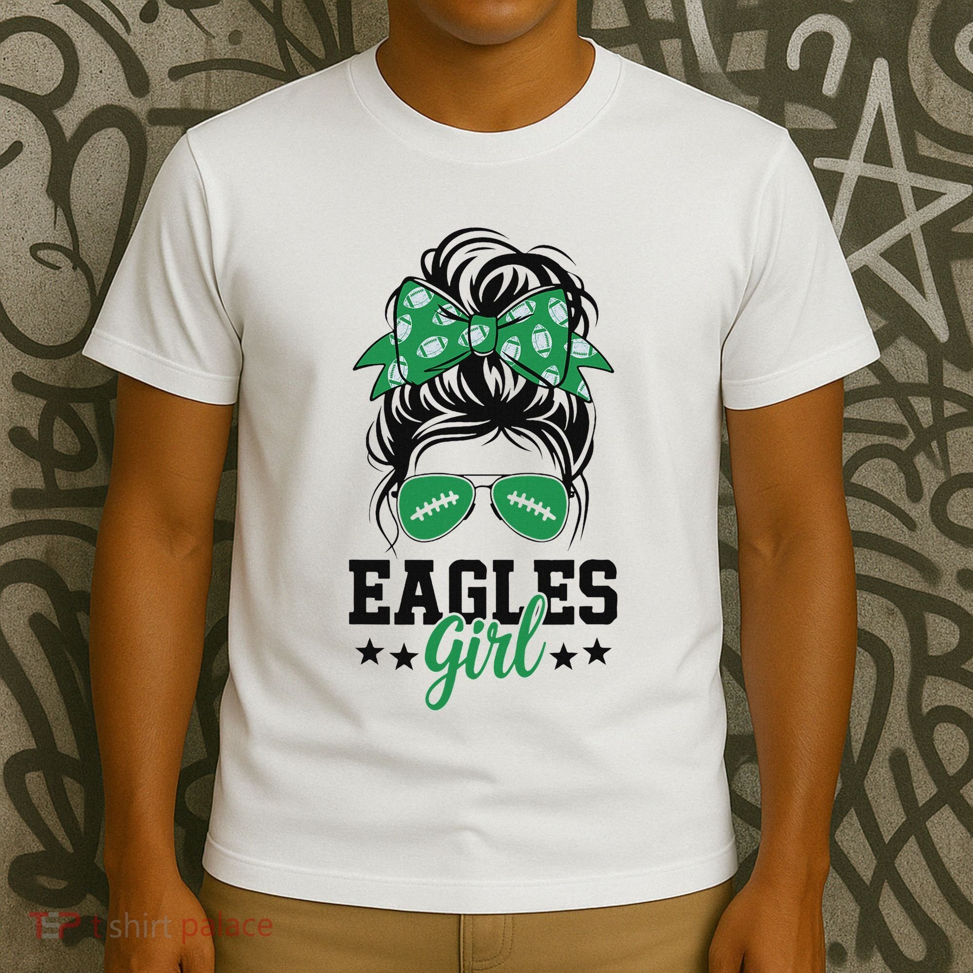 Eagles Girl Messy Bun T-Shirt