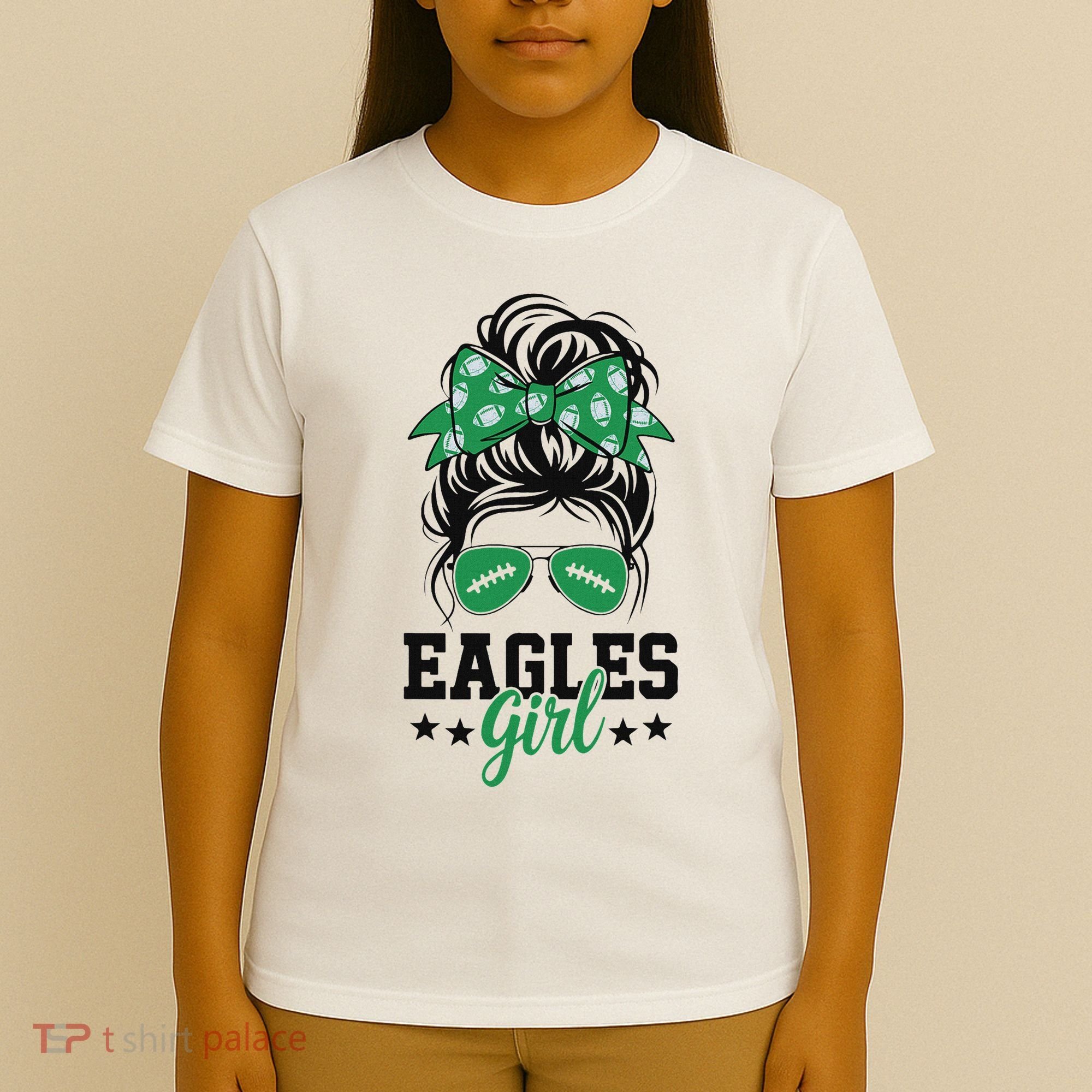 Eagles Girl Messy Bun T-Shirt