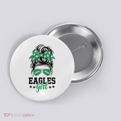Eagles Girl Messy Bun Button