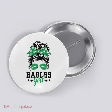 Eagles Girl Messy Bun Button