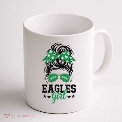 Eagles Girl Messy Bun Coffee Mug back