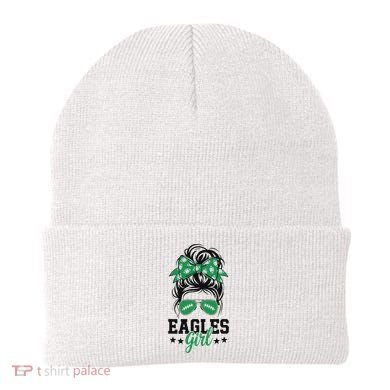 Eagles Girl Messy Bun Beanie