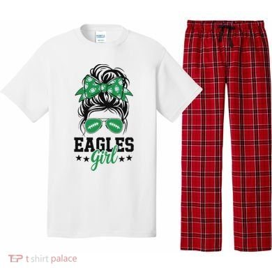 Eagles Girl Messy Bun Pajama Set