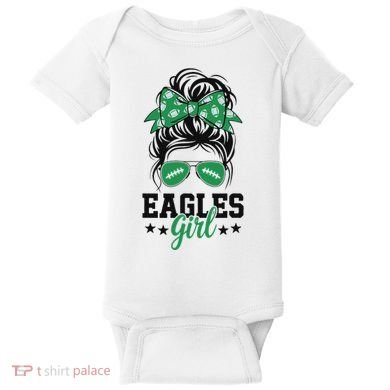 Eagles Girl Messy Bun Baby Bodysuit