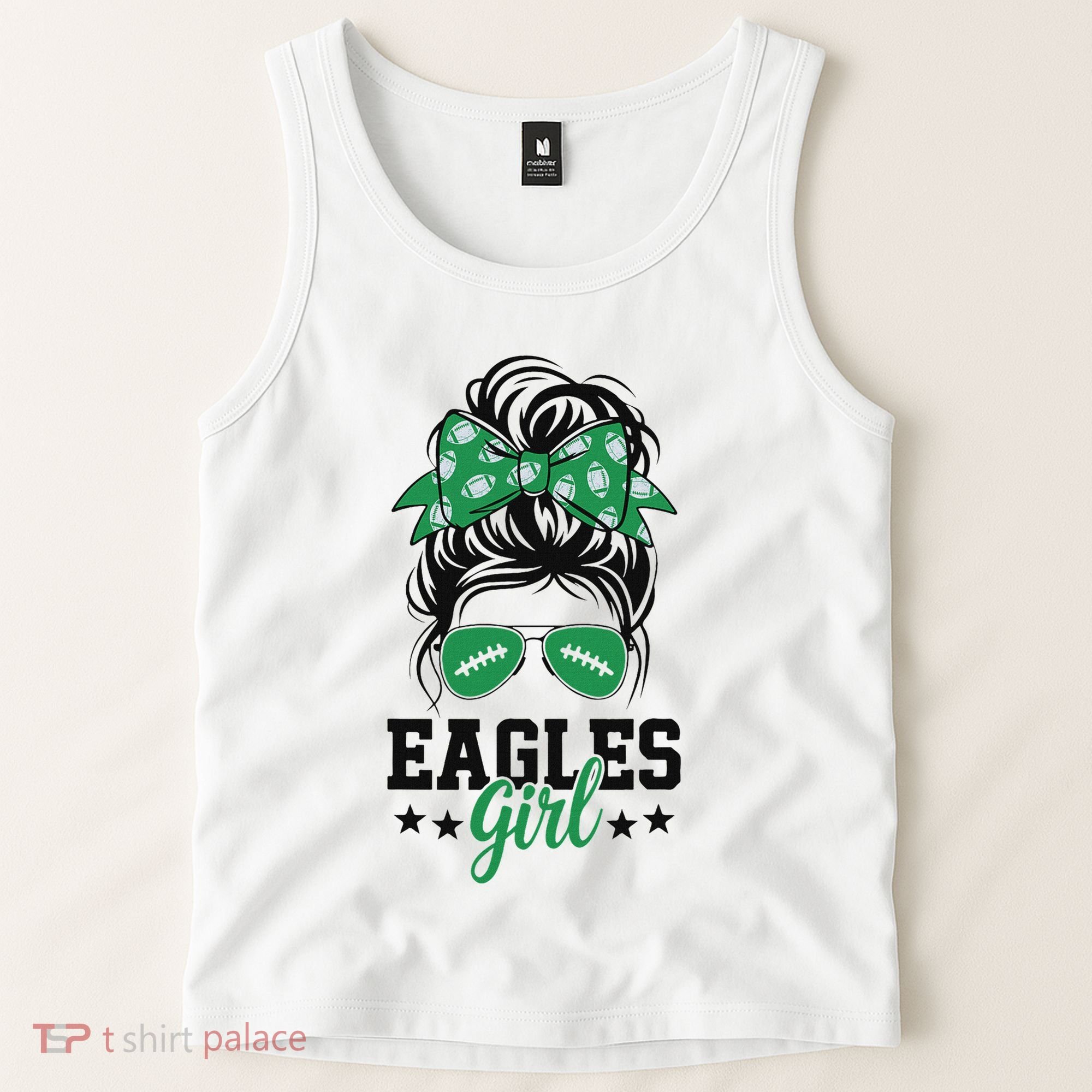 Eagles Girl Messy Bun Tank Top