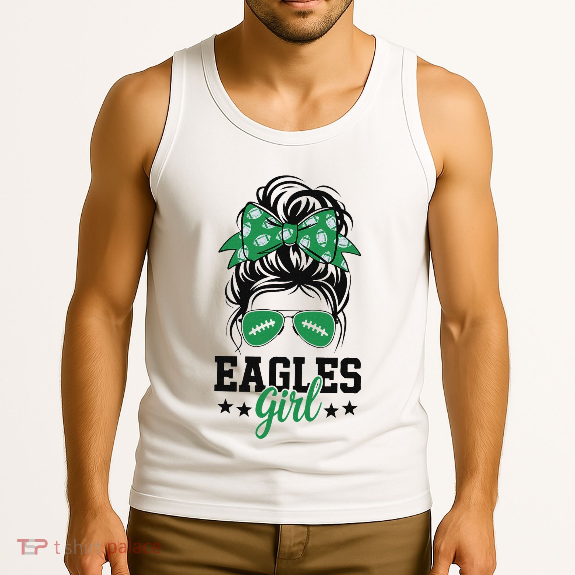 Eagles Girl Messy Bun Tank Top