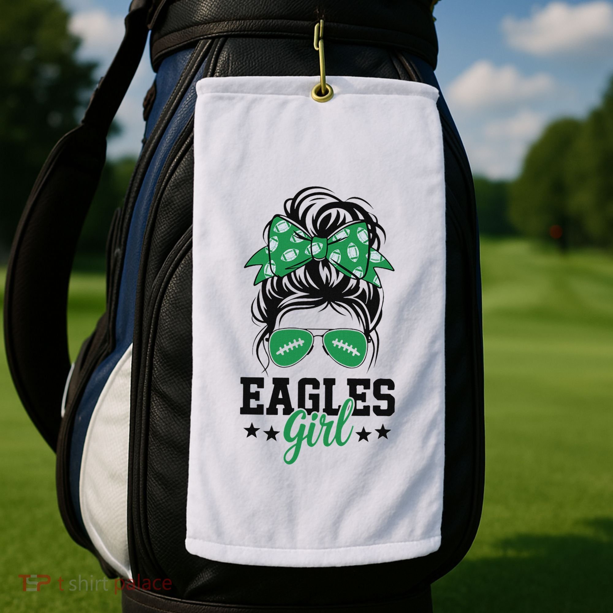 Eagles Girl Messy Bun Golf Towel