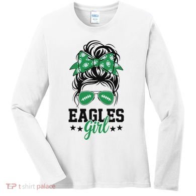 Eagles Girl Messy Bun Women's Long Sleeve Shirt