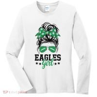 Eagles Girl Messy Bun Women's Long Sleeve Shirt thumb 0