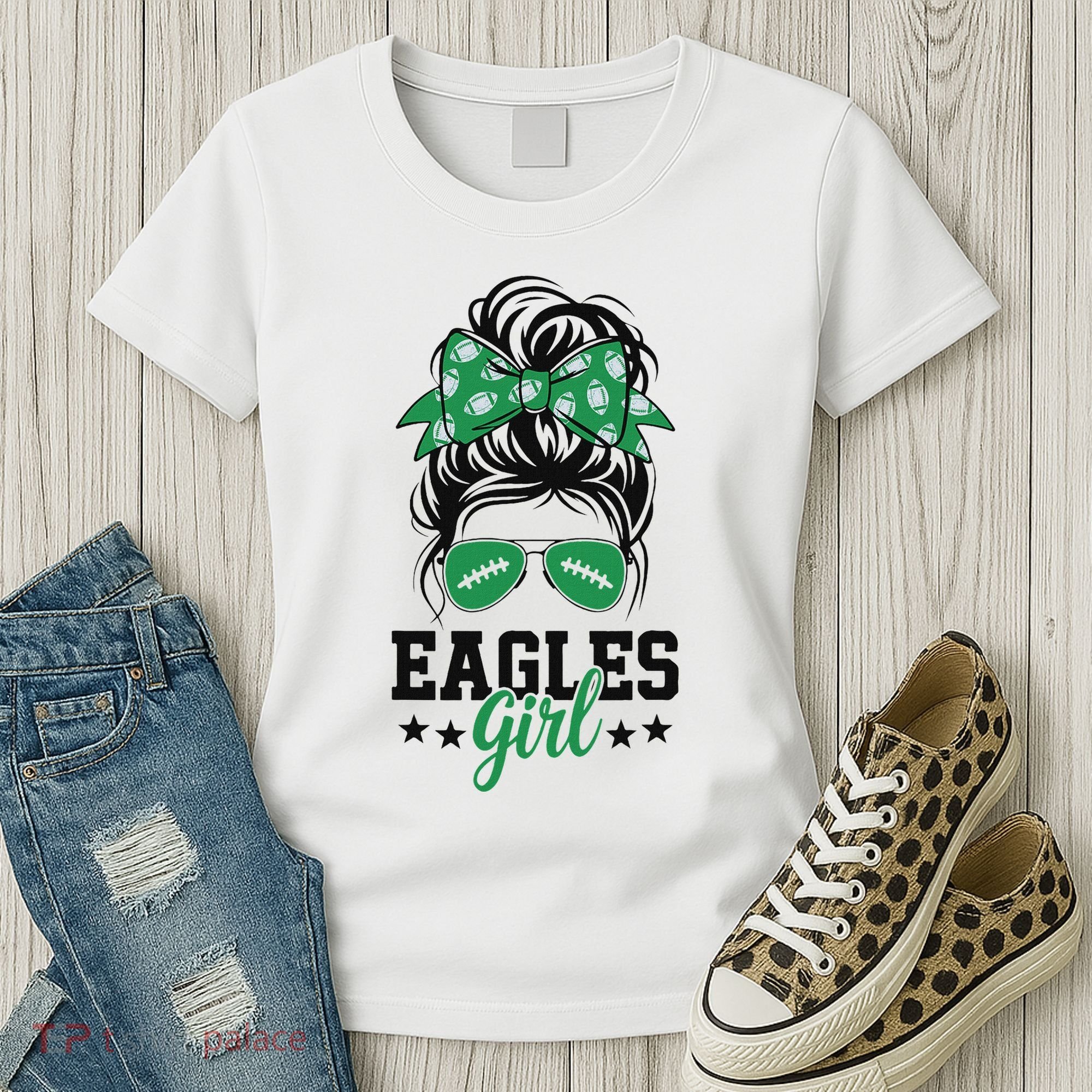Eagles Girl Messy Bun Women's T-Shirt