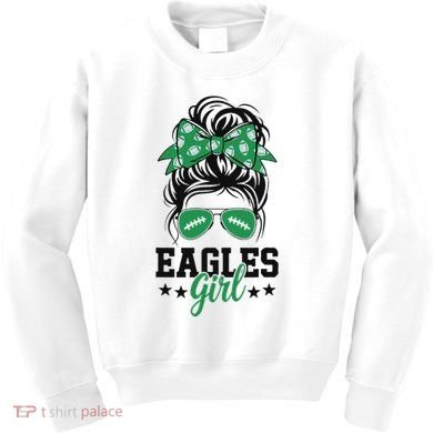Eagles Girl Messy Bun Kids Sweatshirt