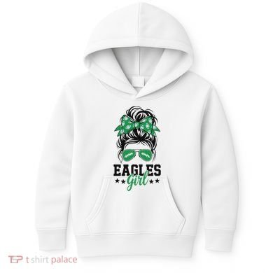 Eagles Girl Messy Bun Kids Hoodie