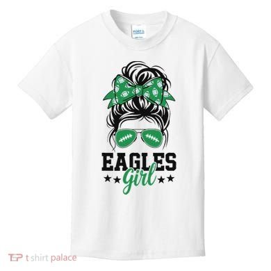 Eagles Girl Messy Bun Kids T-Shirt