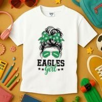 Eagles Girl Messy Bun Kids T-Shirt thumb 3