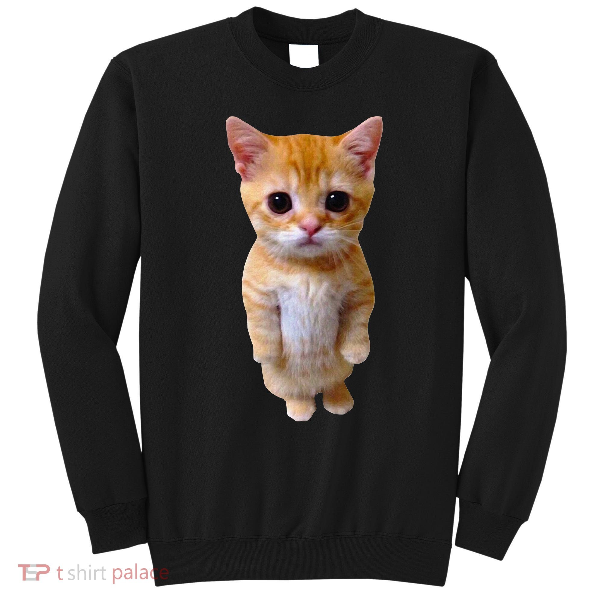 El Gato Meme Sad Crying Cat Munchkin Kitty Meme Trendy Sweatshirt