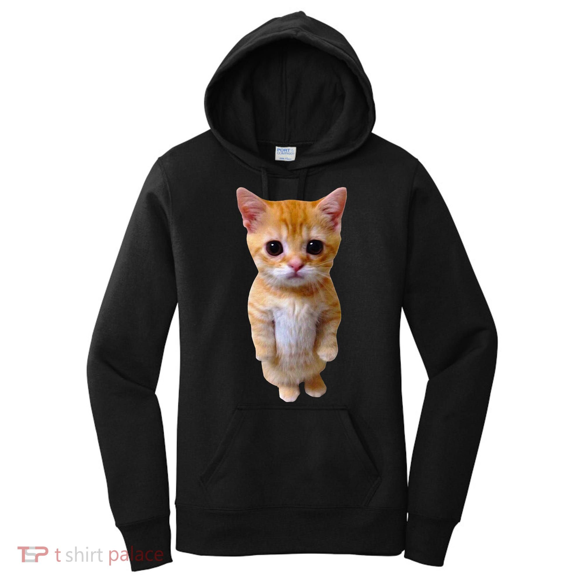 El Gato Meme Sad Crying Cat Munchkin Kitty Meme Trendy Women's Hoodie