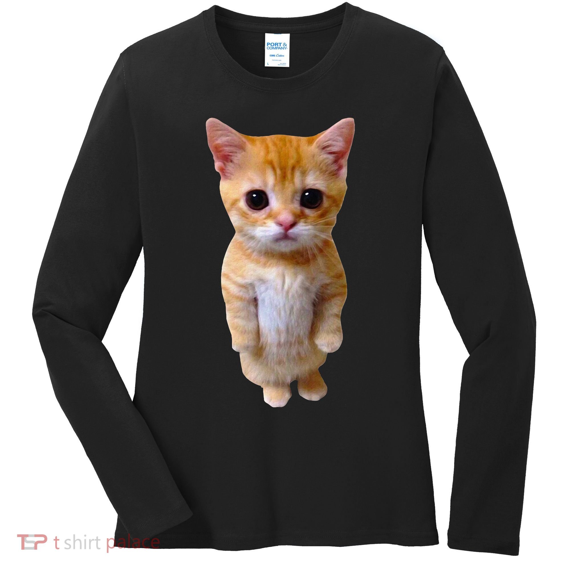 El Gato Meme Sad Crying Cat Munchkin Kitty Meme Trendy Women's Long Sleeve Shirt