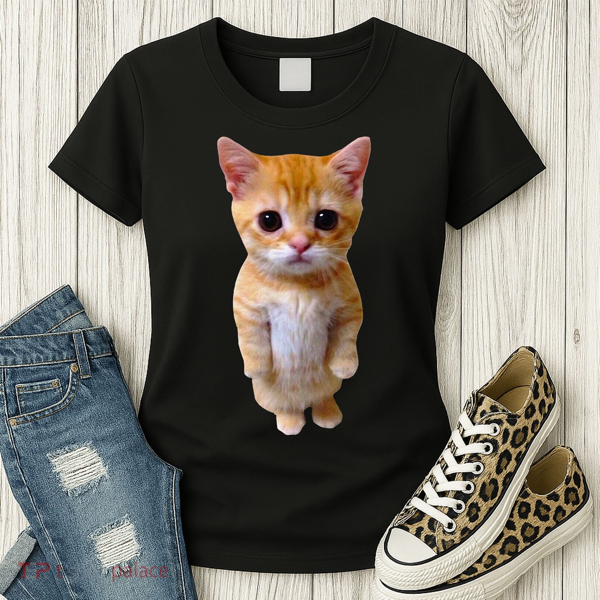 El Gato Meme Sad Crying Cat Munchkin Kitty Meme Trendy Women's T-Shirt