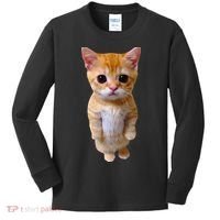 El Gato Meme Sad Crying Cat Munchkin Kitty Meme Trendy Kids Long Sleeve Shirt thumb 0