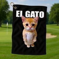 El Gato Meme Sad Crying Cat Munchkin Kitty Meme Trendy Golf Towel thumb 1