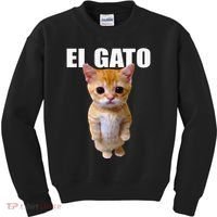 El Gato Meme Sad Crying Cat Munchkin Kitty Meme Trendy Kids Sweatshirt thumb 0