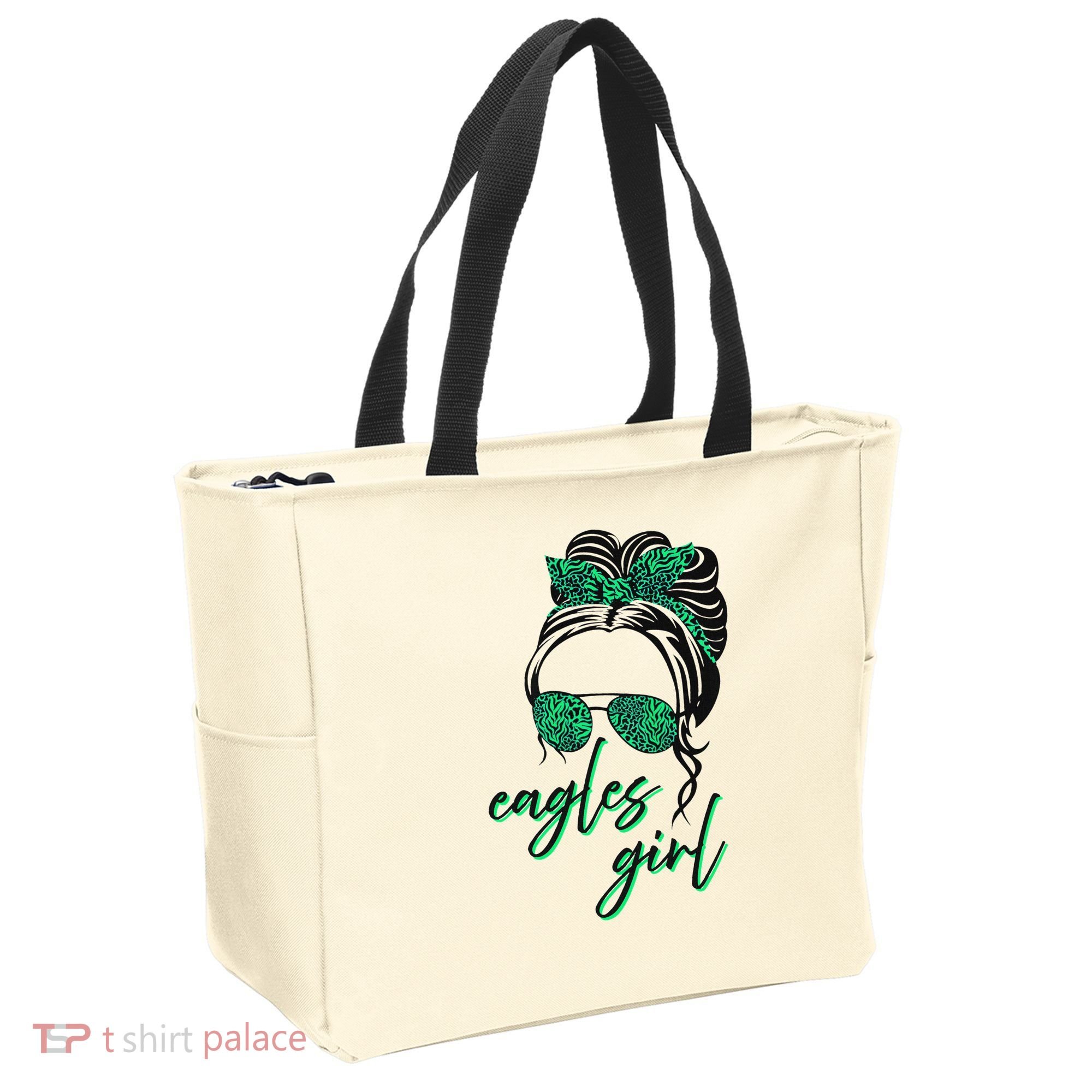 Eagles Girl Messy Bun Tote Bag
