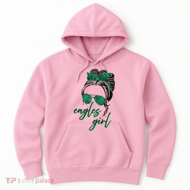 Eagles Girl Messy Bun Hoodie