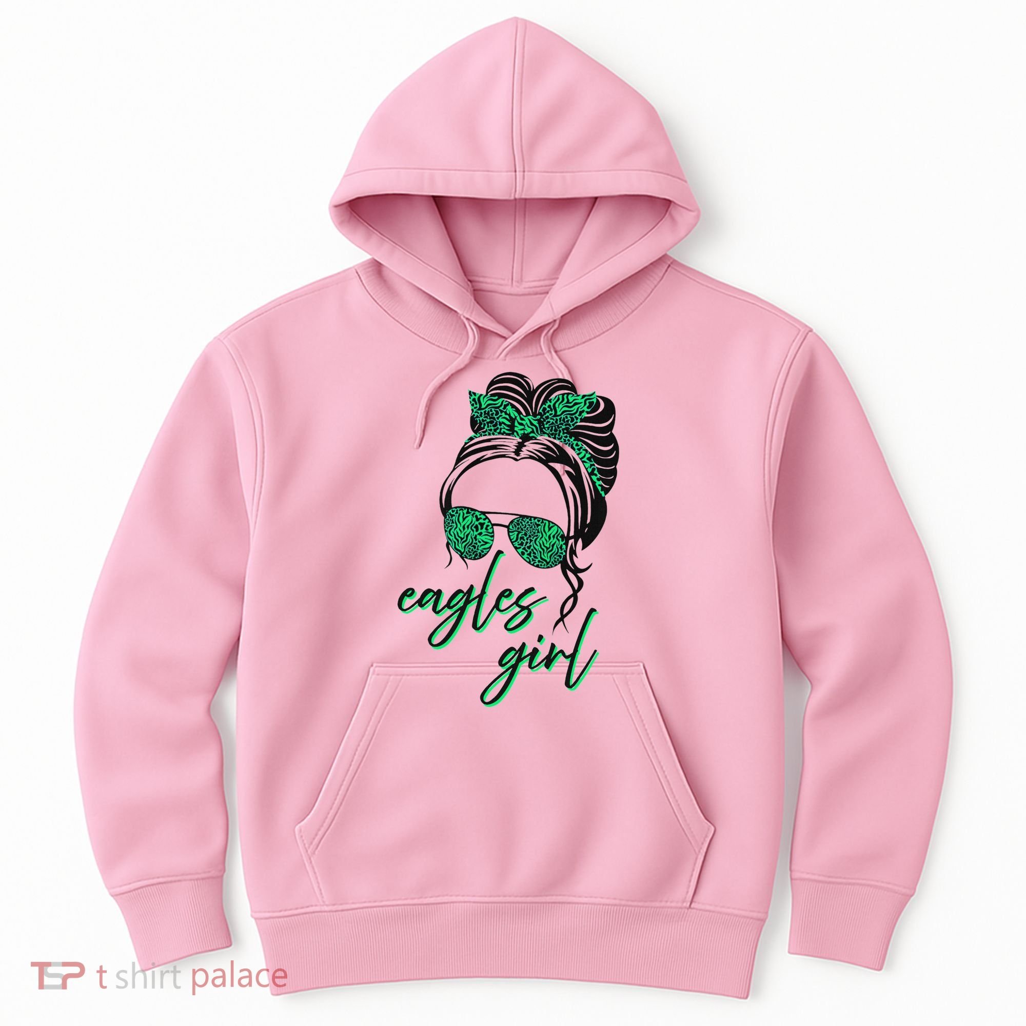 Eagles Girl Messy Bun Hoodie