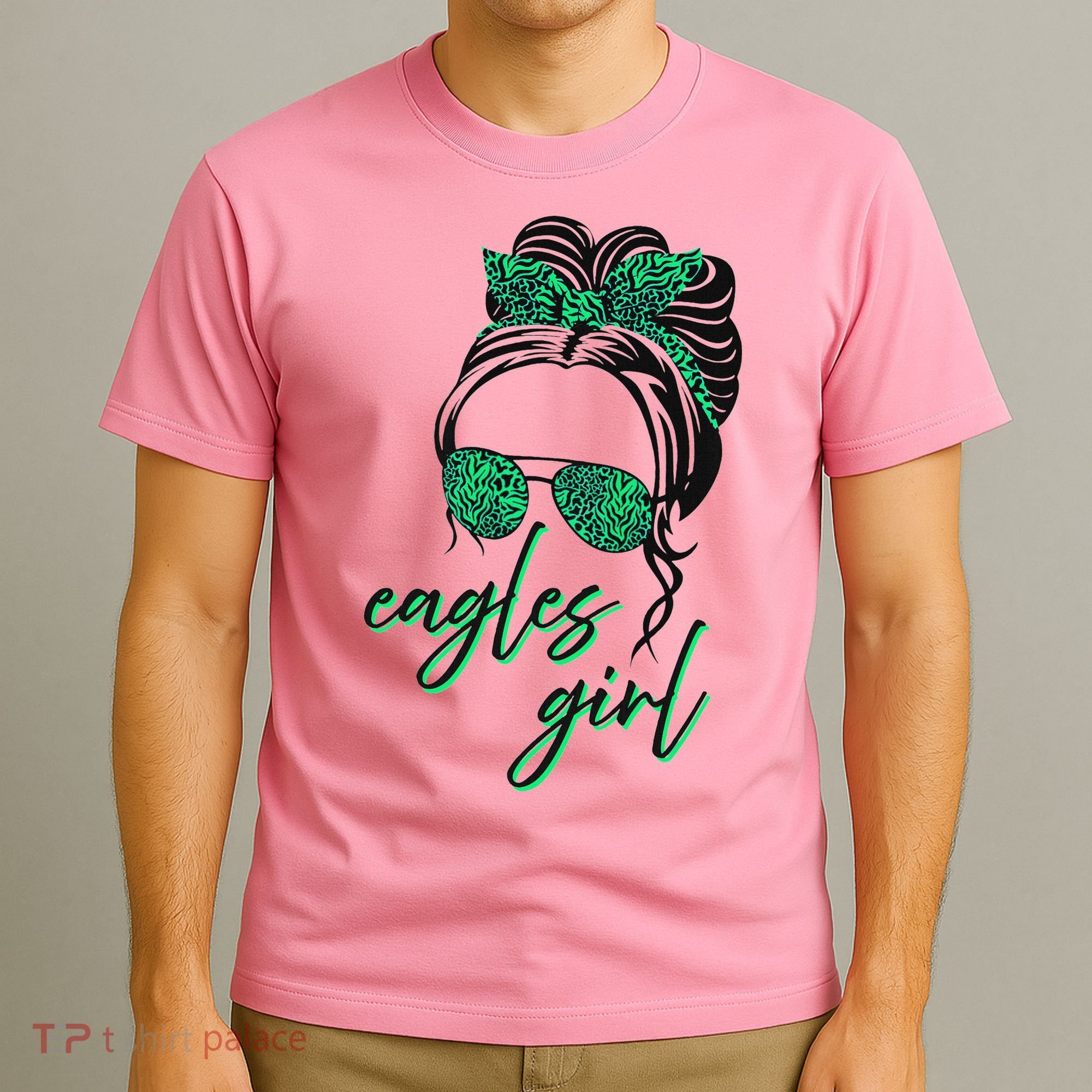 Eagles Girl Messy Bun T-Shirt