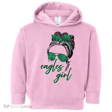 Eagles Girl Messy Bun Toddler Hoodie